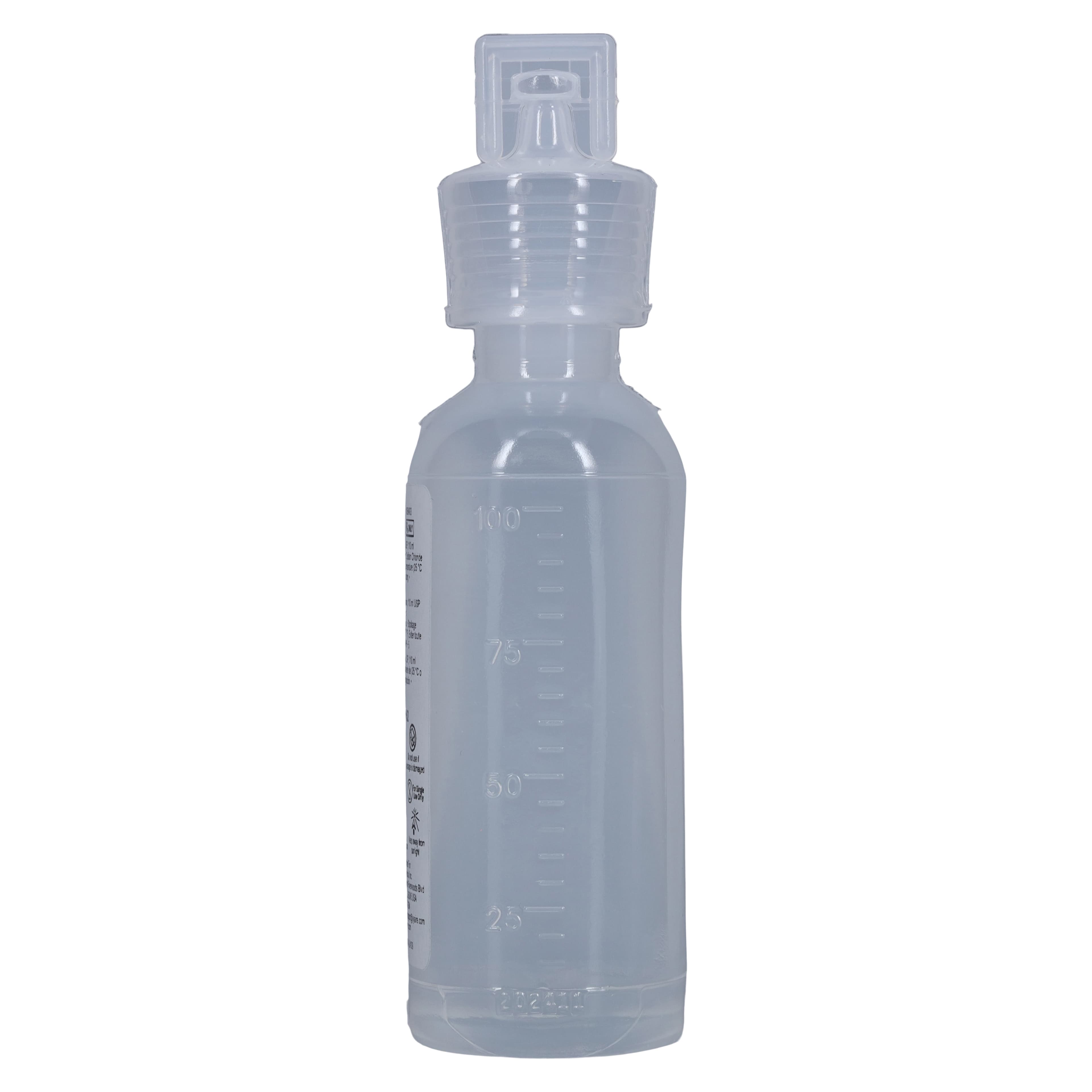 AirLife Sodium Chloride 0.9% Irrigation Solution, 110mL Plastic Bottle, Sterile, DEHP-Free, Latex-Free, Dual Top Closure, 25/Case thumbnail 3
