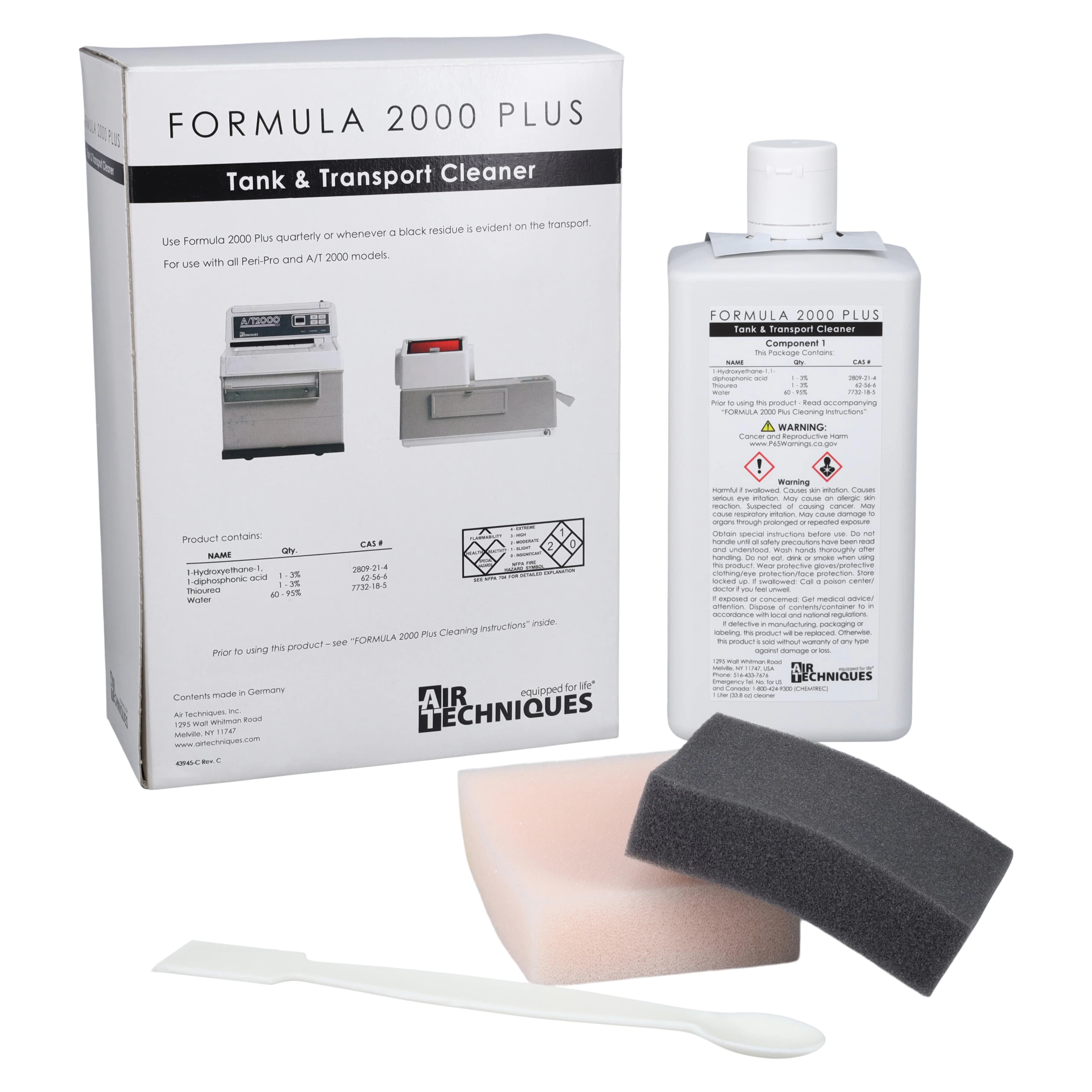 Air Techniques Formula 2000 Plus Tank and Transport Cleaner Twin Pack, 2 x 1 Liter Bottles, 2 Sponges & Spatula, 43945 thumbnail 2