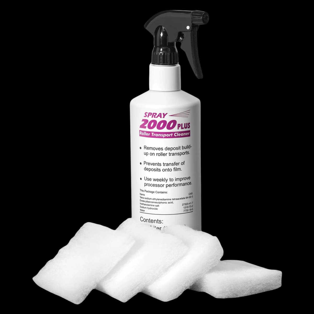 Spray 2000 Plus Roller Transport Cleaner, 1 Liter Spray Bottle Kit with Sprayer and 4 Cleaning Pads, 43965 - Spray 2000 Plus Roller Transport Cleaner - Spray 2000 Plus Roller Transport Cleaner - Image 1