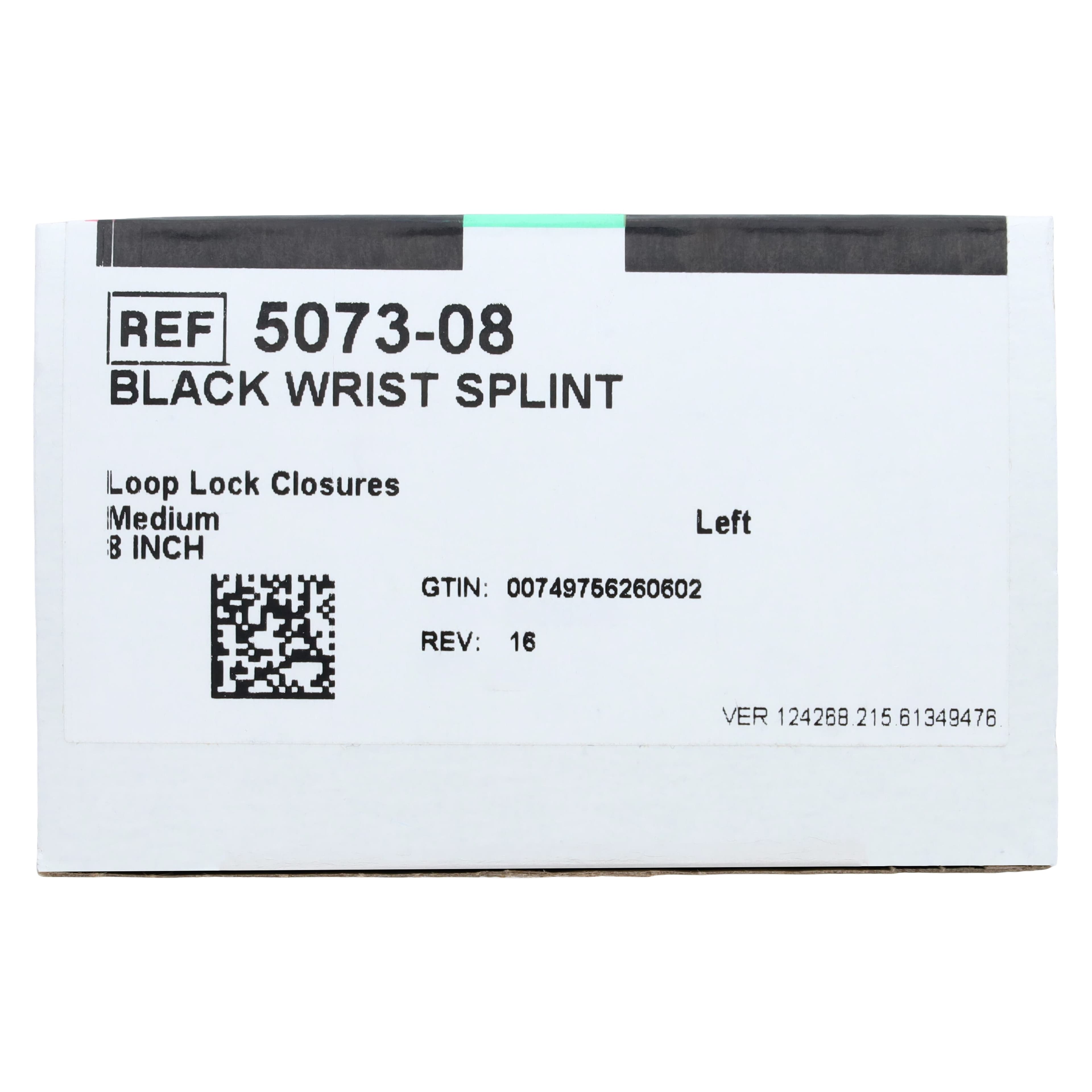 DeRoyal Splint Wrist Left, Adult Foam 8", Size Medium, Black thumbnail 7