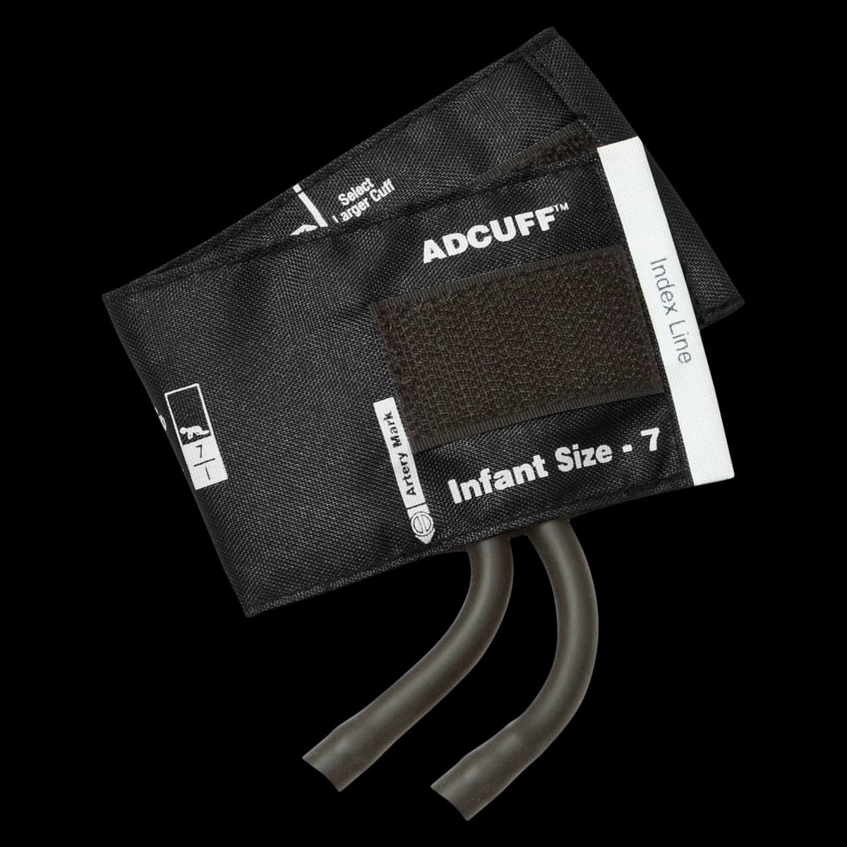 Diagnostix Adcuff Blood Pressure Cuff & Bladder, Size 7, Black, Latex-Free, 2-Tube, for Palm Style Instruments - AdCuff&Bladder 2 Tube Blk Inf - Image 1