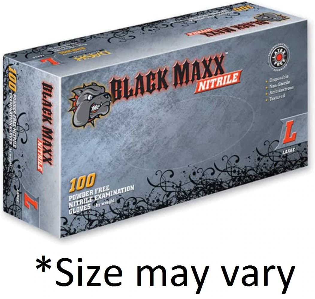 Black Maxx Nitrile Exam Gloves, XX-Large, Powder-Free, Non-Sterile, Black, Textured, 100/Box - Black Maxx Nitrile Exam Gloves XXL Black Box of 100 - Image 1
