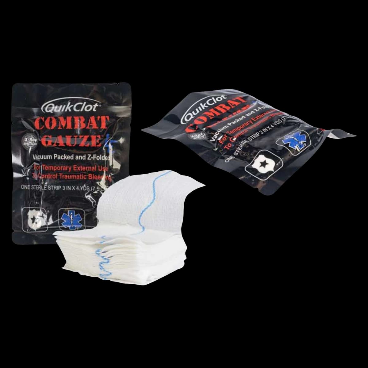 QuikClot Combat LE Hemostatic Gauze, Z-Fold, Non-Woven, 3" x 4 yd, Sterile, Each - Gauze Combat QuikClot Z-Fold - Image 1