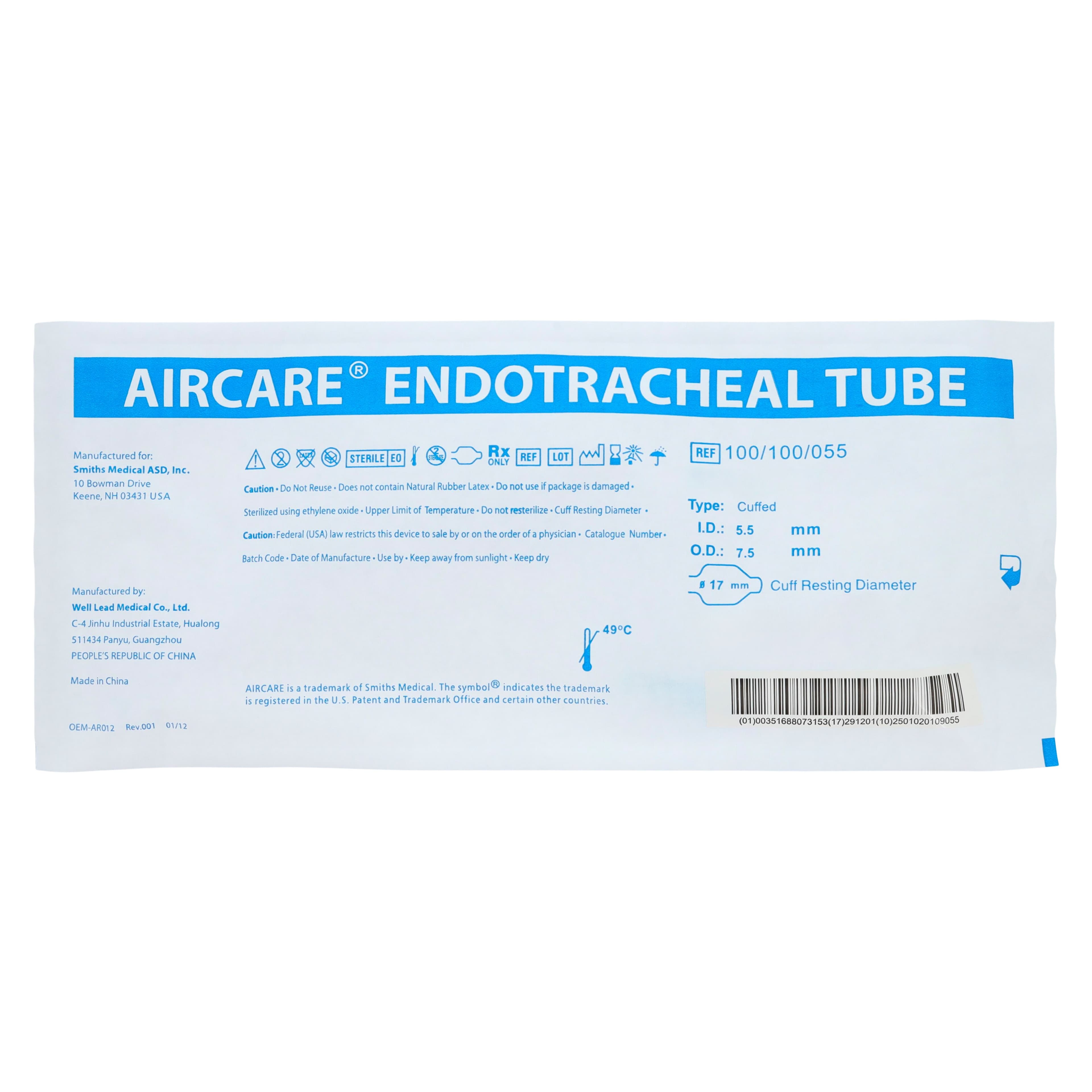 Aircare Endotracheal Tube, Cuffed, 10/Package thumbnail 3