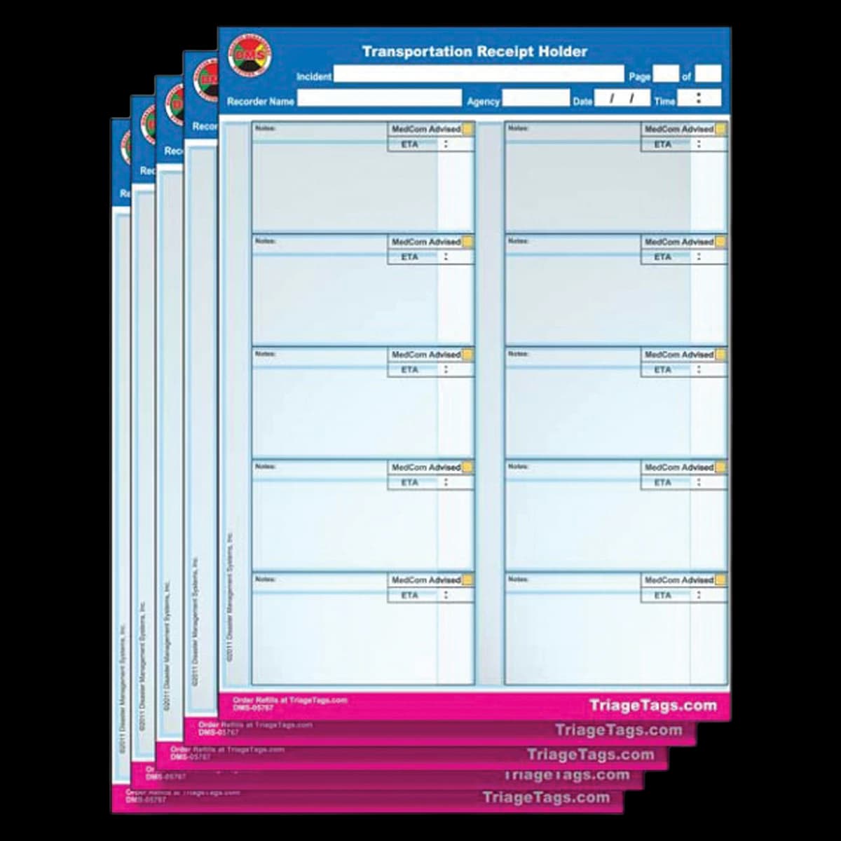 EMT3 Transportation Receipt Holder Refill, 5/Package - EMT3 Transportation Receipt Ho - Image 1