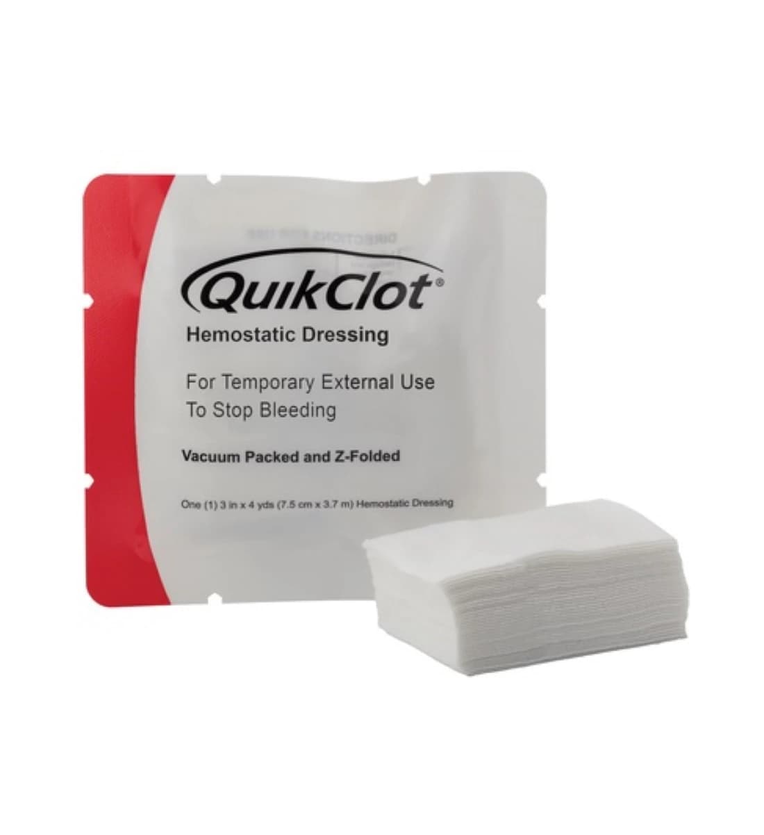 QuikClot Hemostatic Dressing Z-Fold Gauze, 3" x 4 yd, 1-Ply, Sterile - QuikClot Hemost Dressng Z-Fold - Image 1