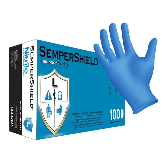 SemperShield Standard Cuff Nitrile Examination Gloves, XX-Large, Blue, Non-Sterile, 1000/Case - SemperShield Standard Cuff - Image 1