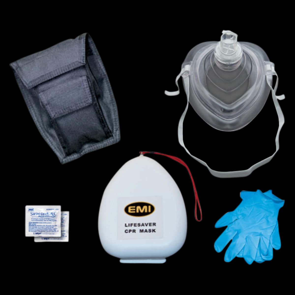 Lifesaver CPR Mask Kit, Adult/Child/Infant, Clear Disposable, with Non-Rebreather Valve, Gloves and Wipes, Each - Lifesaver CPR Mask Kit - Image 1