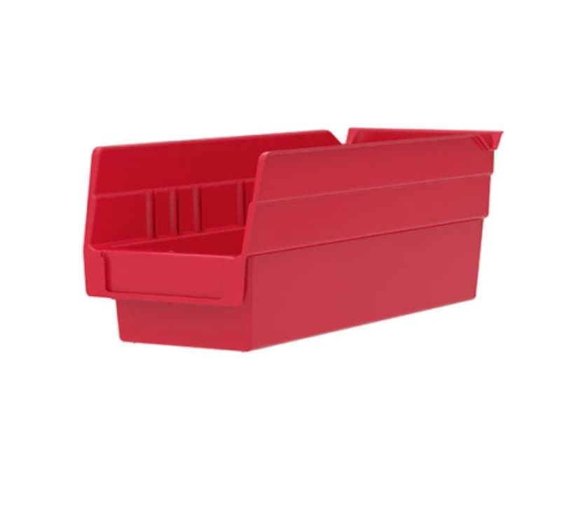 Akro-Mils Shelf Bin, 11.62" x 4.12" x 4", Red, 24/Case - Shelf Bin 11.62x4.12x4 Red - Image 1