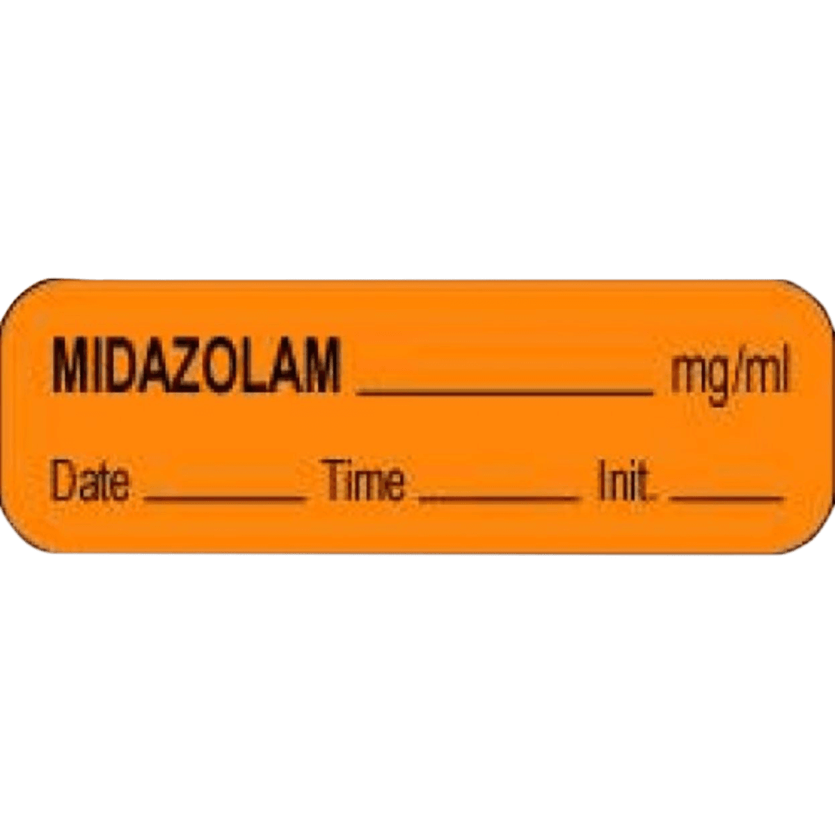 Anesthesia Label, Midazolam Oral Syringe, DTI Orange, 1-1/2" x 1/2", 1000/Roll - Anesthesia Label Midazolam Ora - Image 1
