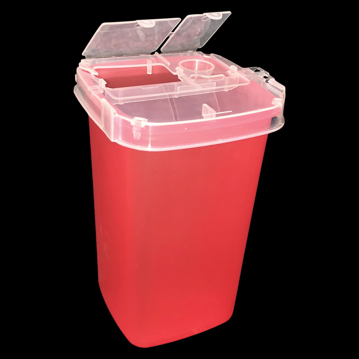 Medsource International Sharps Container, 1 Quart, Red, ABS Plastic, 6.25 x 4.25 x 4.25 in, 60/Case - Sharps Container Red - Image 1