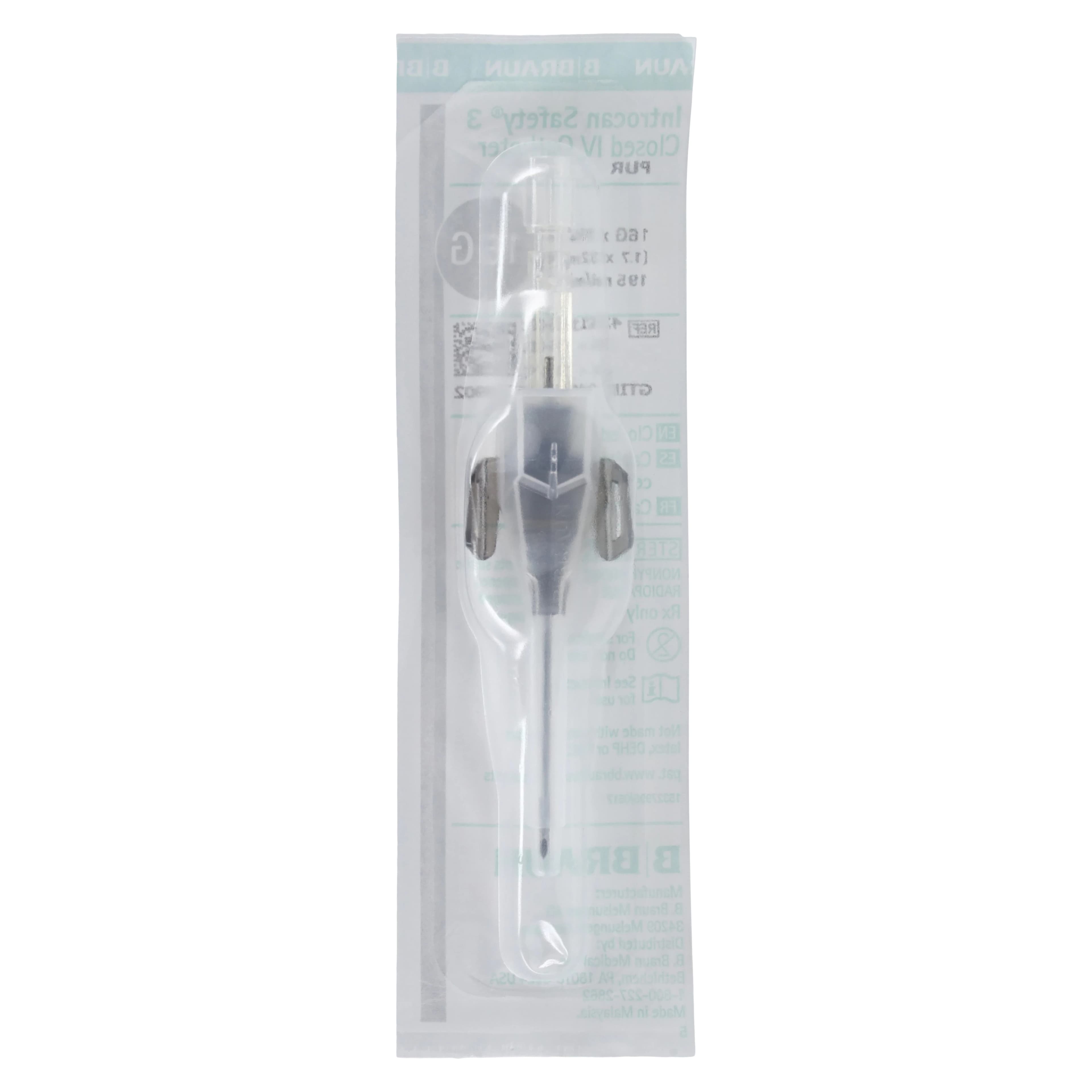 Introcan Cath Safety 3 Closed IV Catheter Cannula, 16 Gauge, 1.25", Sterile, Latex-Free, 50/Box thumbnail 3