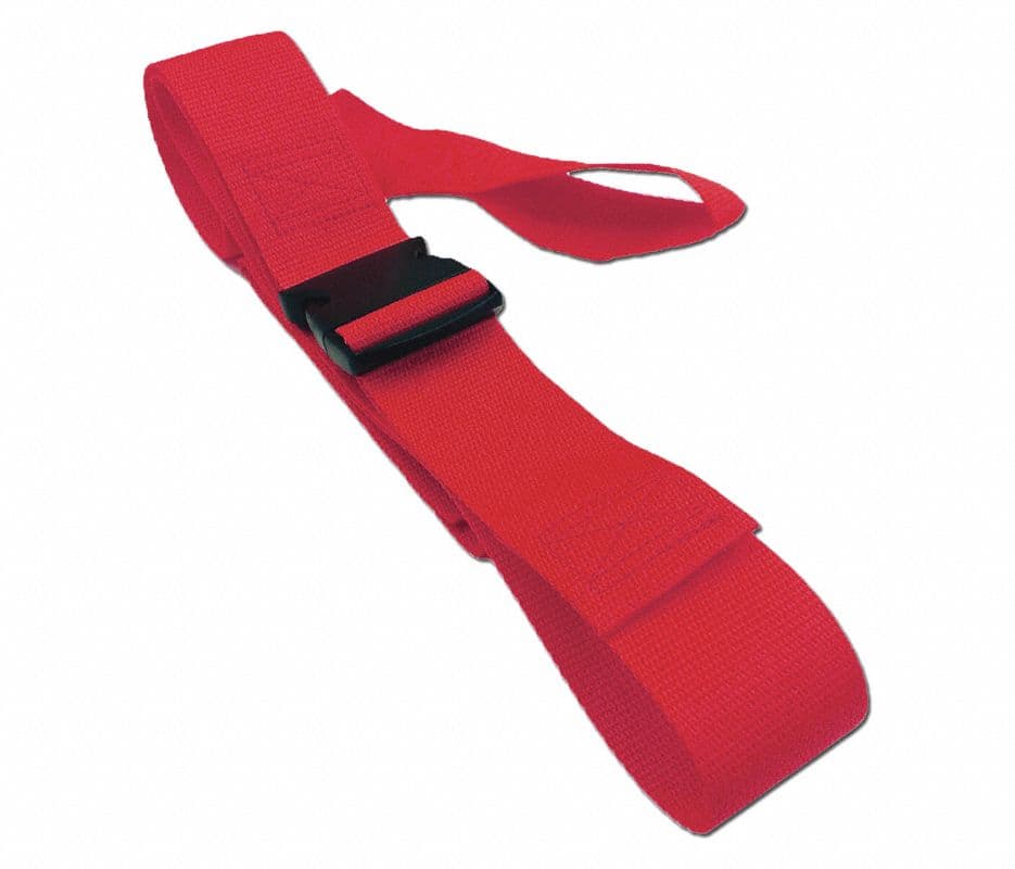 Polypropylene Restraint Strap, 2-Piece, Plastic Buckle, Loop Lock Ends, 6.5 ft, Red - PolyPSRLoops6.5'2pcRD - Image 1