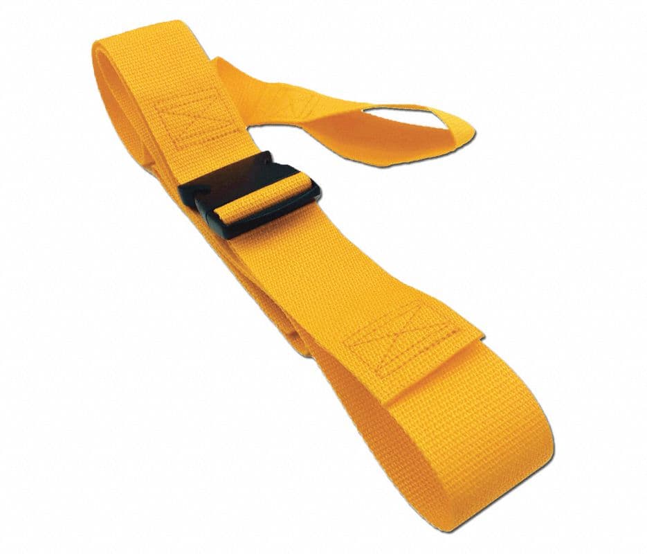 Polypropylene Restraint Strap, 2-Piece, Plastic Buckle, Loop Lock Ends, 6.5 ft, Yellow - PolyPSRLoops6.5'2pcYL - Image 1