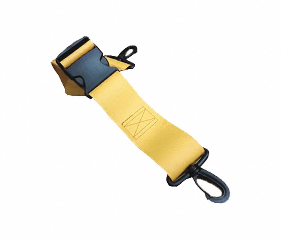 Vinyl Patient Restraint Strap, 2-Piece, Plastic Buckle, Metal Swivel Speed Clips, 5 ft, Yellow, Dick Medical Supply - Vinyl PSR PSSC 5' 2 pc YL - Image 1