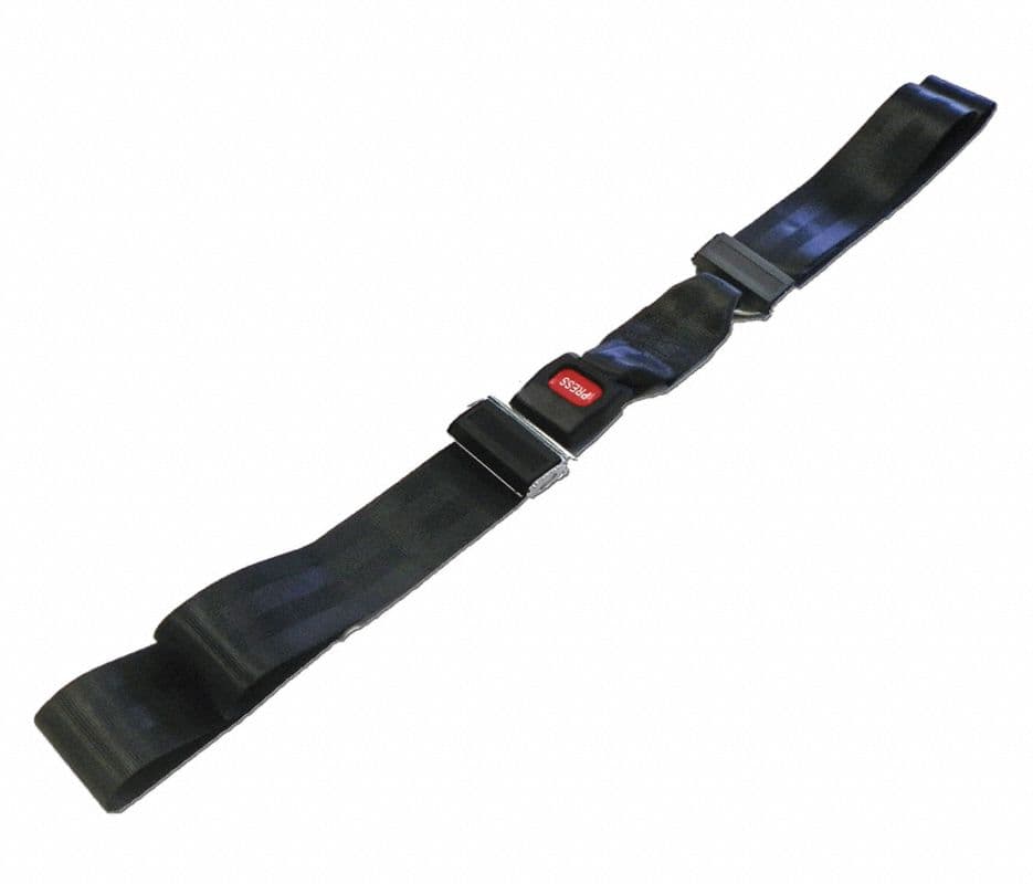 Vinyl Chest Restraint Strap, 7 ft, Black, Metal Push Button Buckle, Loop Lock Ends - VinylChest RestLap Stp7'BK - Image 1