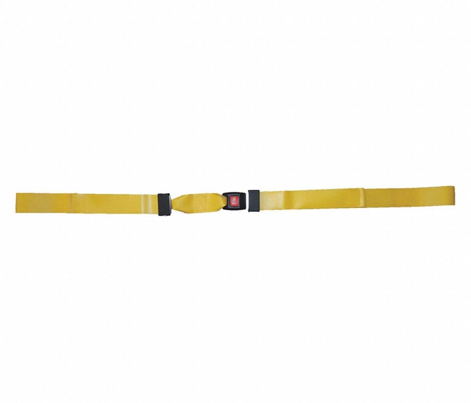 Vinyl Chest Restraint Strap, 7 ft, Yellow, Metal Push Button Buckle, Loop Lock Ends, Each - VinylChest RestLap Stp7'YL - Image 1