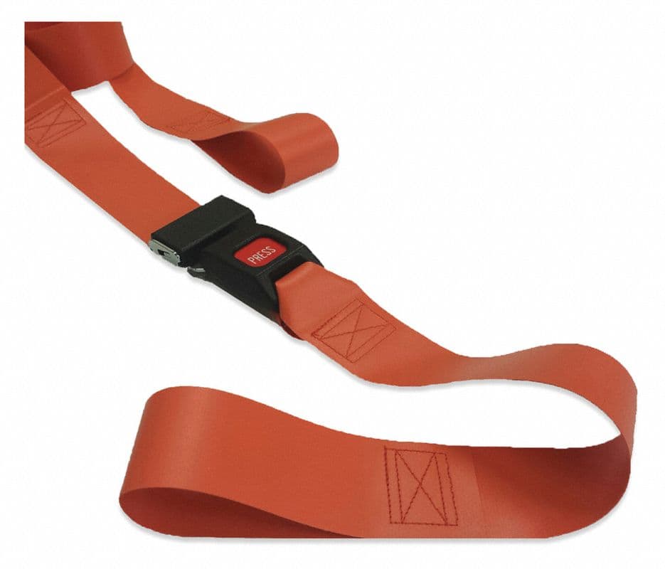 Vinyl Restraint Strap with Metal Push Button Buckle, 2-Piece, Loop Lock Ends, 7 ft, OR - Vinyl MPB Loops 7' 2pc OR - Image 1