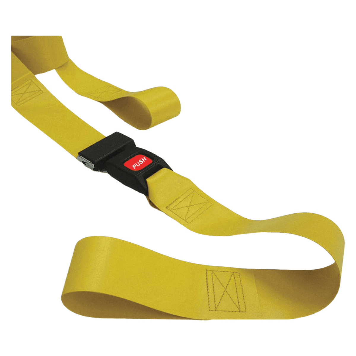 Vinyl MPB Loops Restraint Strap, 7 Feet, 2-Piece, Metal Push Button Buckle, Loop Lock Ends, Yellow - Vinyl MPB Loops 7' 2pc YL - Image 1