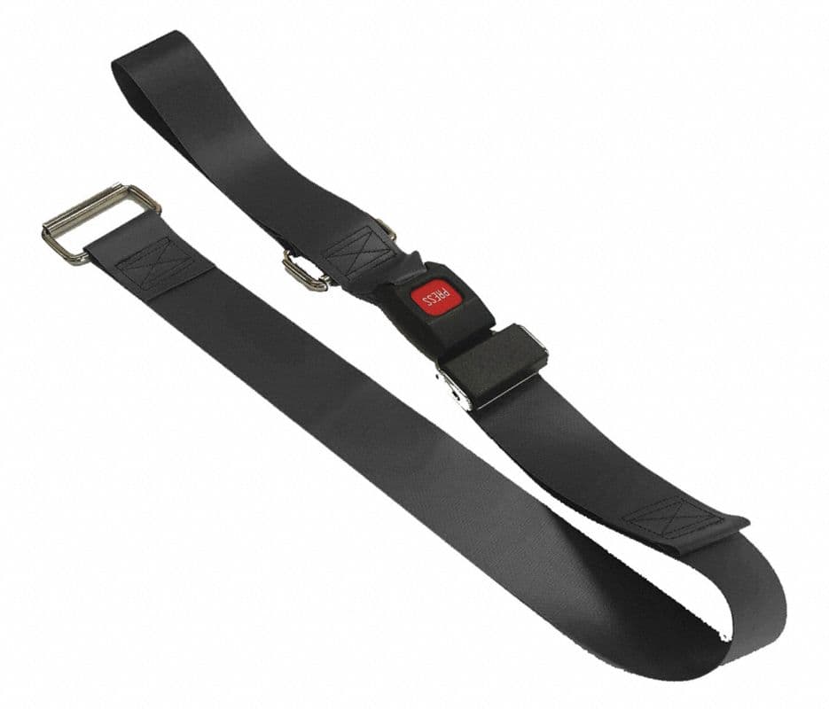 Vinyl Restraint Strap, 2-Piece, Metal Push Button Buckle, Loop Lock Ends, Medium/Large, 7 ft, Black - Vinyl MPB ML 7' 2 pc BK - Image 1