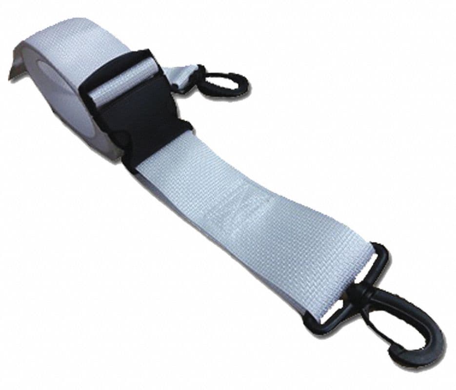 Polypropylene Restraint Strap with Plastic Buckle and Plastic Swivel Speed Clip, 5 ft, 2-Piece, White - Poly PSR PSSC 5' 2 pc WH - Image 1