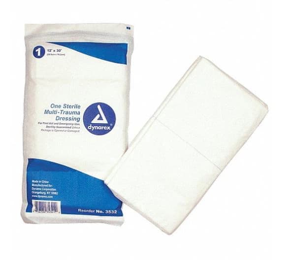 Dynarex Multi-Trauma Dressing, Sterile, Non-Woven Cotton, 12" x 30" - Dressing Multi Trauma Sterile - Image 1