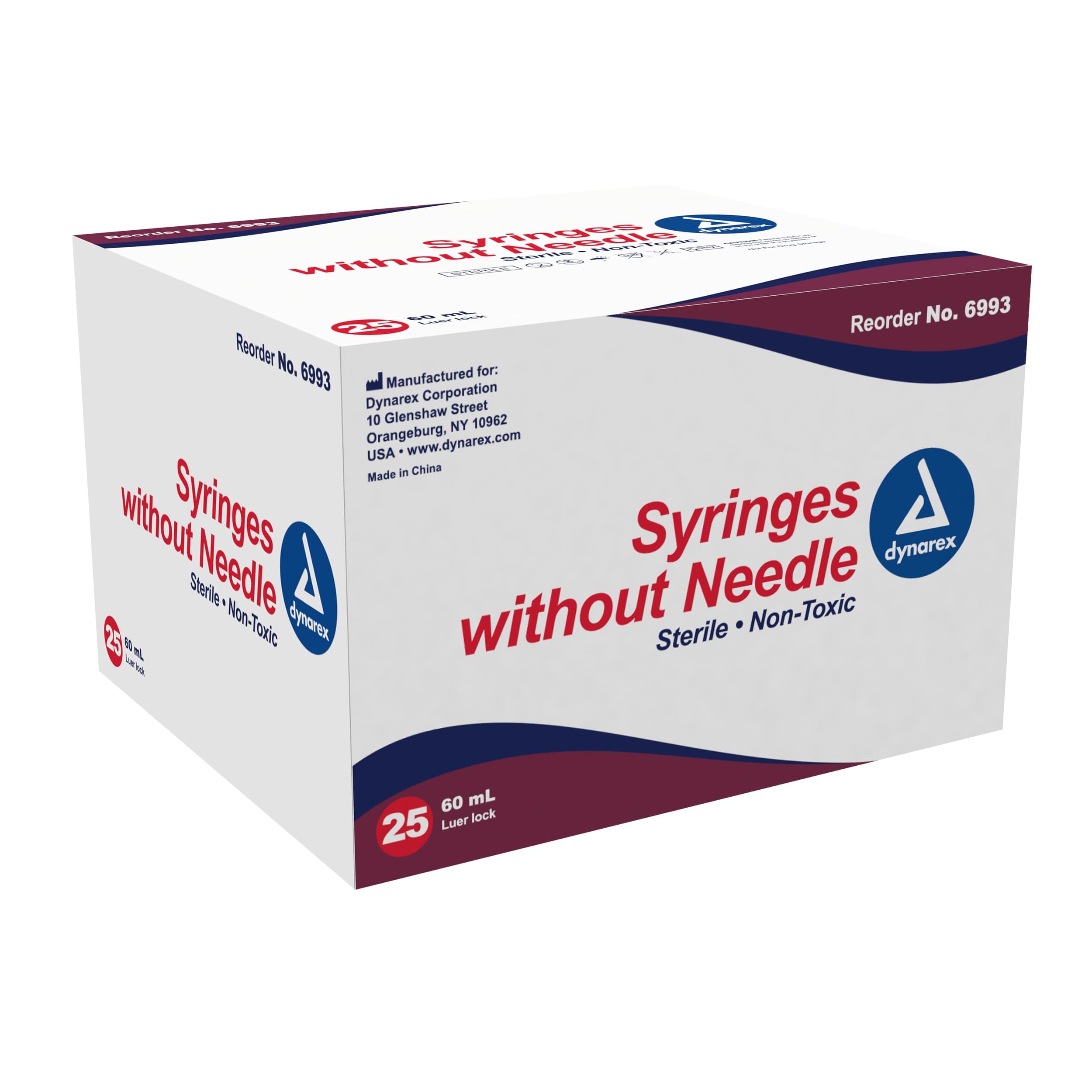 Dynarex Luer Lock Syringe, 10cc, No Dead Space, Sterile, Non-Latex, 100/Box, #6990 - Syringe Luer Lock - Image 1