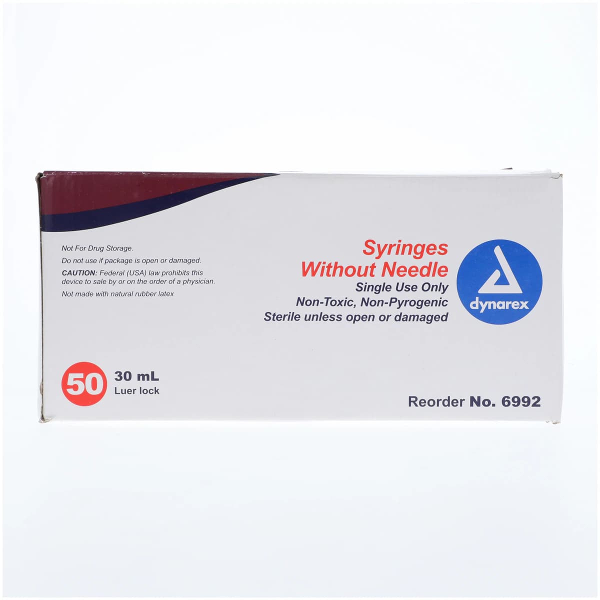 Dynarex Luer Lock Syringe, 30cc, No Dead Space, Sterile, Disposable, 50/Box, #6992 thumbnail 5