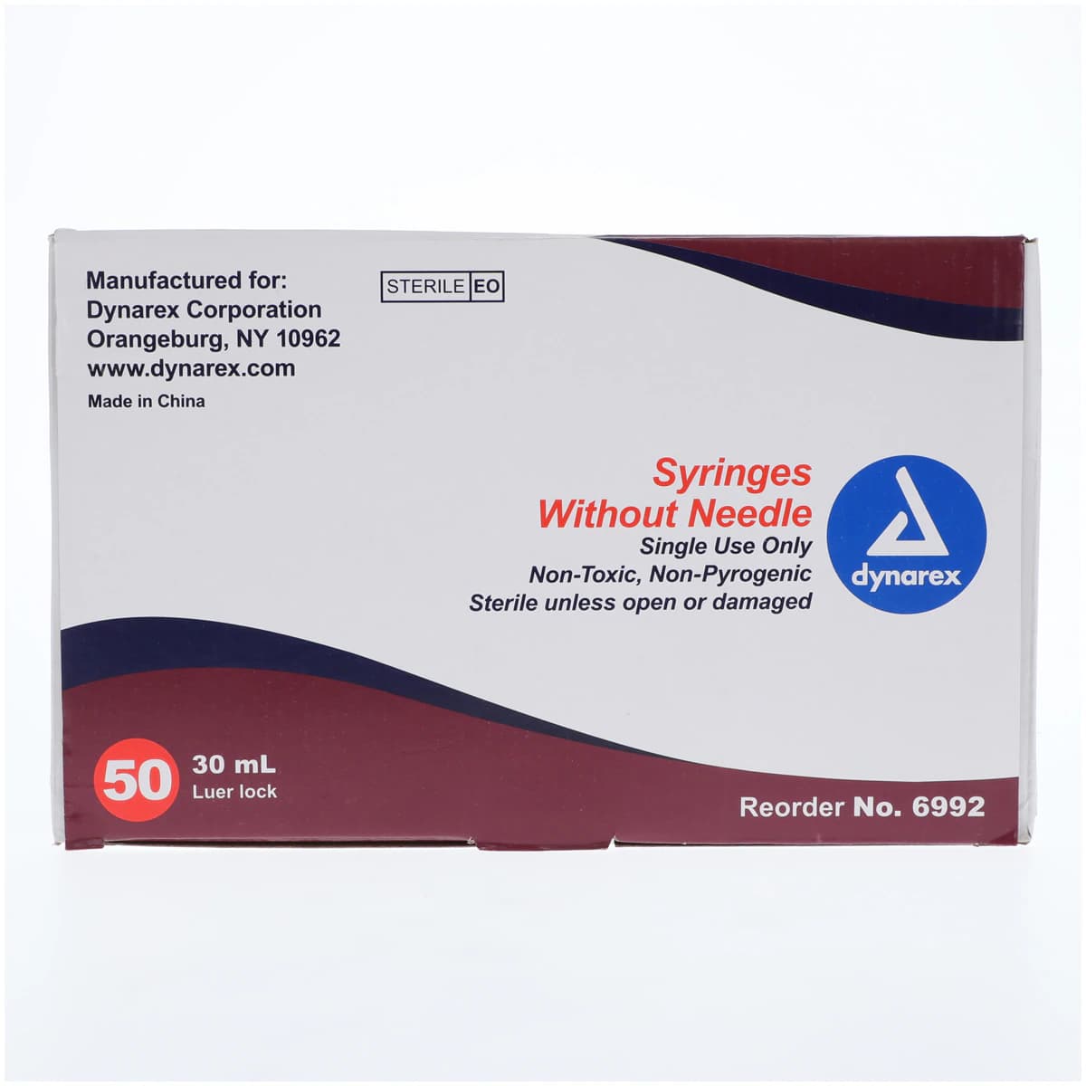 Dynarex Luer Lock Syringe, 30cc, No Dead Space, Sterile, Disposable, 50/Box, #6992 thumbnail 6