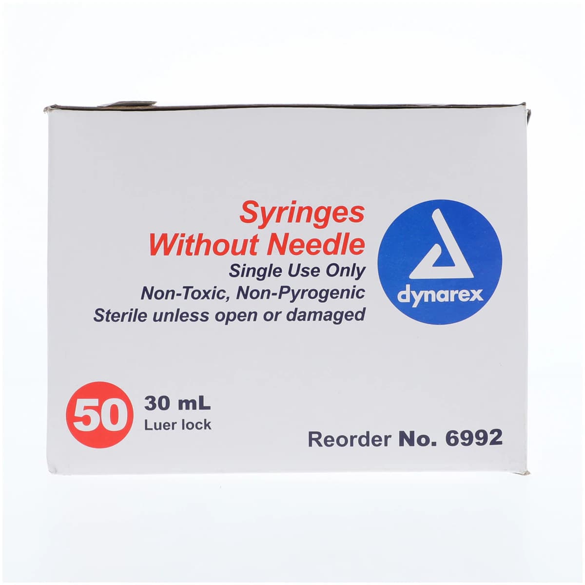 Dynarex Luer Lock Syringe, 30cc, No Dead Space, Sterile, Disposable, 50/Box, #6992 thumbnail 7