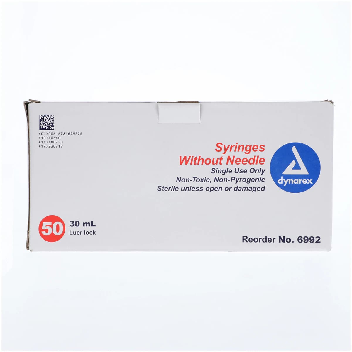 Dynarex Luer Lock Syringe, 30cc, No Dead Space, Sterile, Disposable, 50/Box, #6992 thumbnail 8