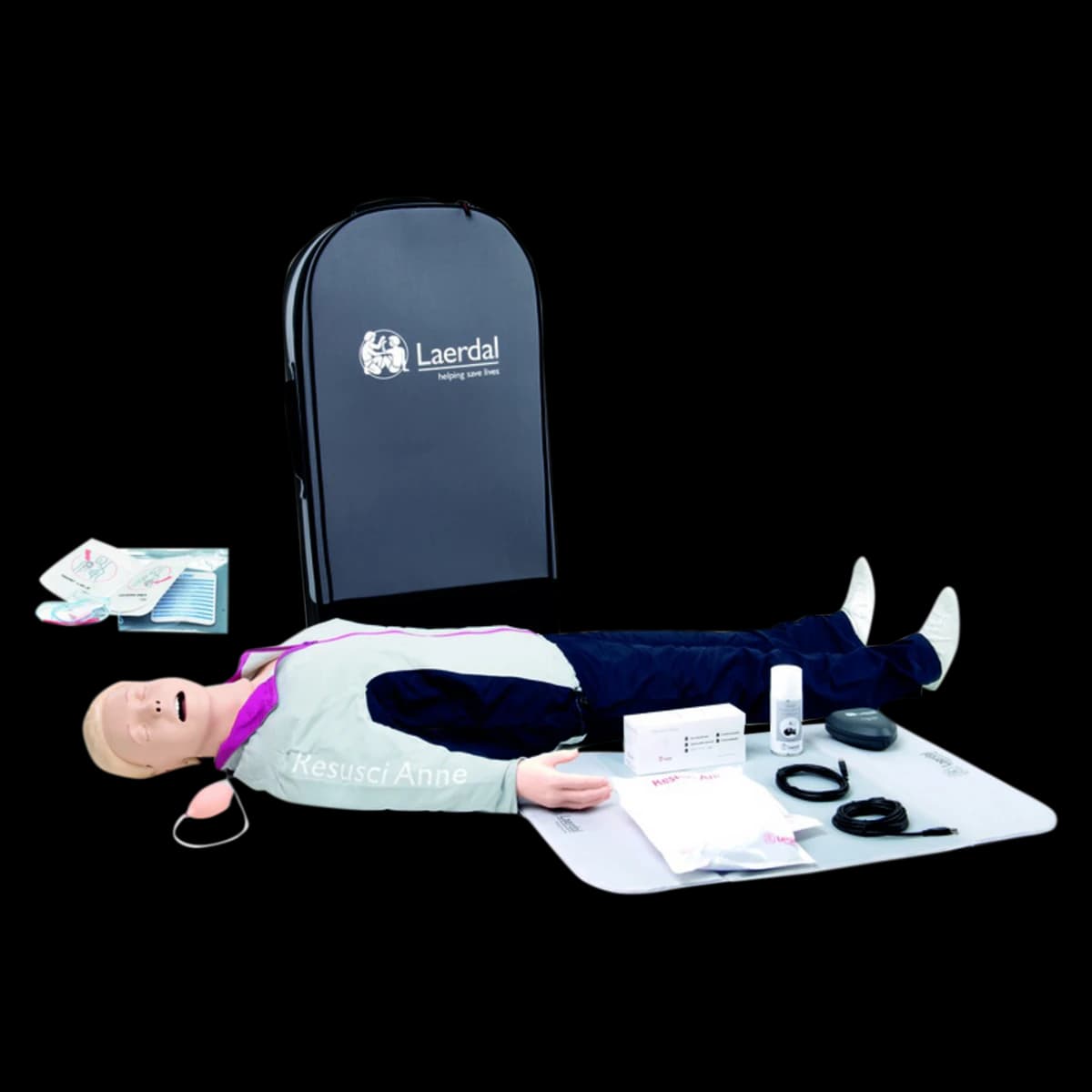 Laerdal Resusci Anne QCPR Full Body CPR Training Manikin with AED, Trolley Bag, and Rechargeable Battery - Resusci Anne QCPR AED AW FullB - Image 1