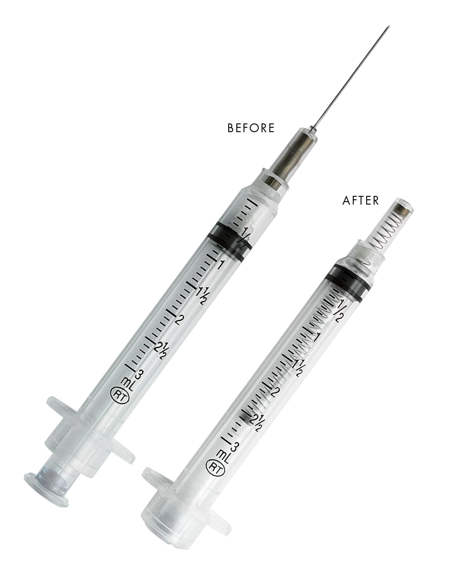 VanishPoint Hypodermic Syringe with Fixed Needle, 27G x 1-1/2", 3cc, Safety Retractable, Sterile, 6 Boxes/Case - Vanish Point Syringe 3cc - Image 1