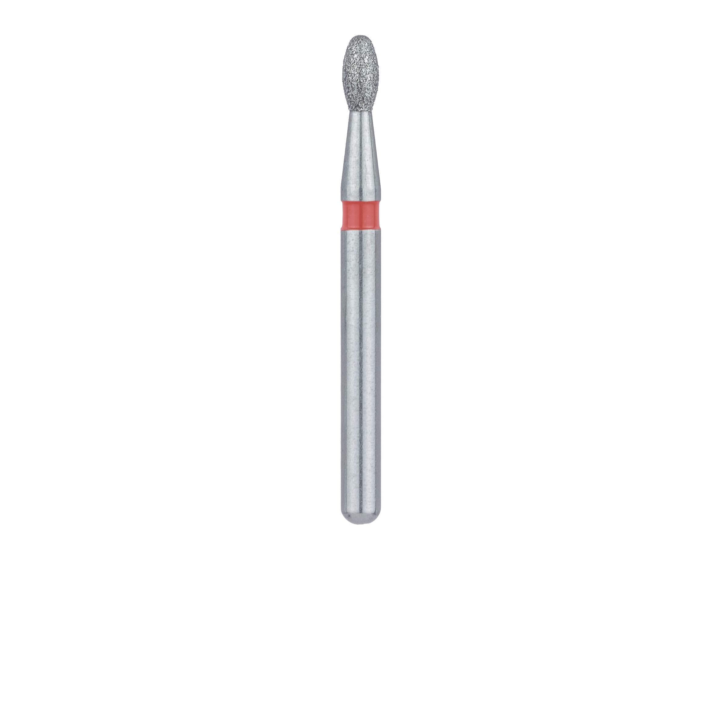 Meisinger 833F-014-FG Fine Diamond Bur, Egg/Football Shape, Friction Grip, 1.4 mm Head, 2.8 mm Working Length, Red Ring, 5/Pack thumbnail 2