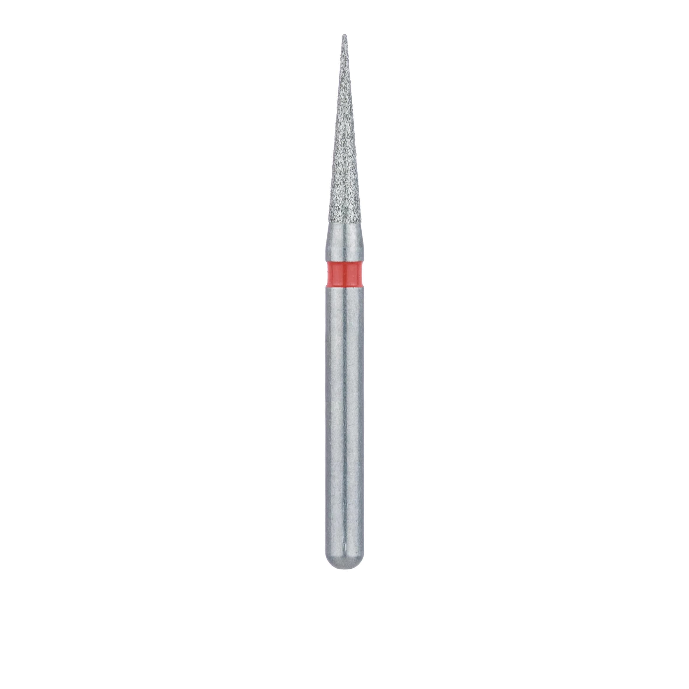 Meisinger Multi-Use Diamond Bur, Friction Grip, Needle Shape, Fine Grit (Red), 1.4 mm Head, 8 mm Working Length, 5/Pk, 858F-014-FG thumbnail 2