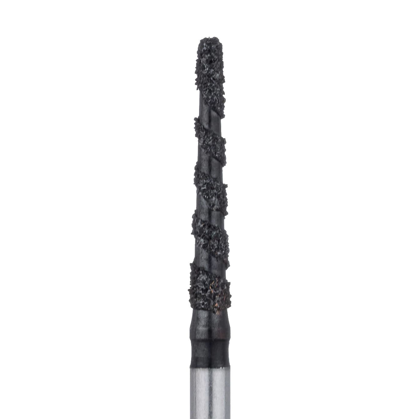 Meisinger Black Cobra Diamond Bur, Round End Taper, FG, Super Coarse, 1.6 mm, 5/Pack, B852-016 - Black Cobra Round End Tapered Spiral Groove FG Diamond Burs - Image 1