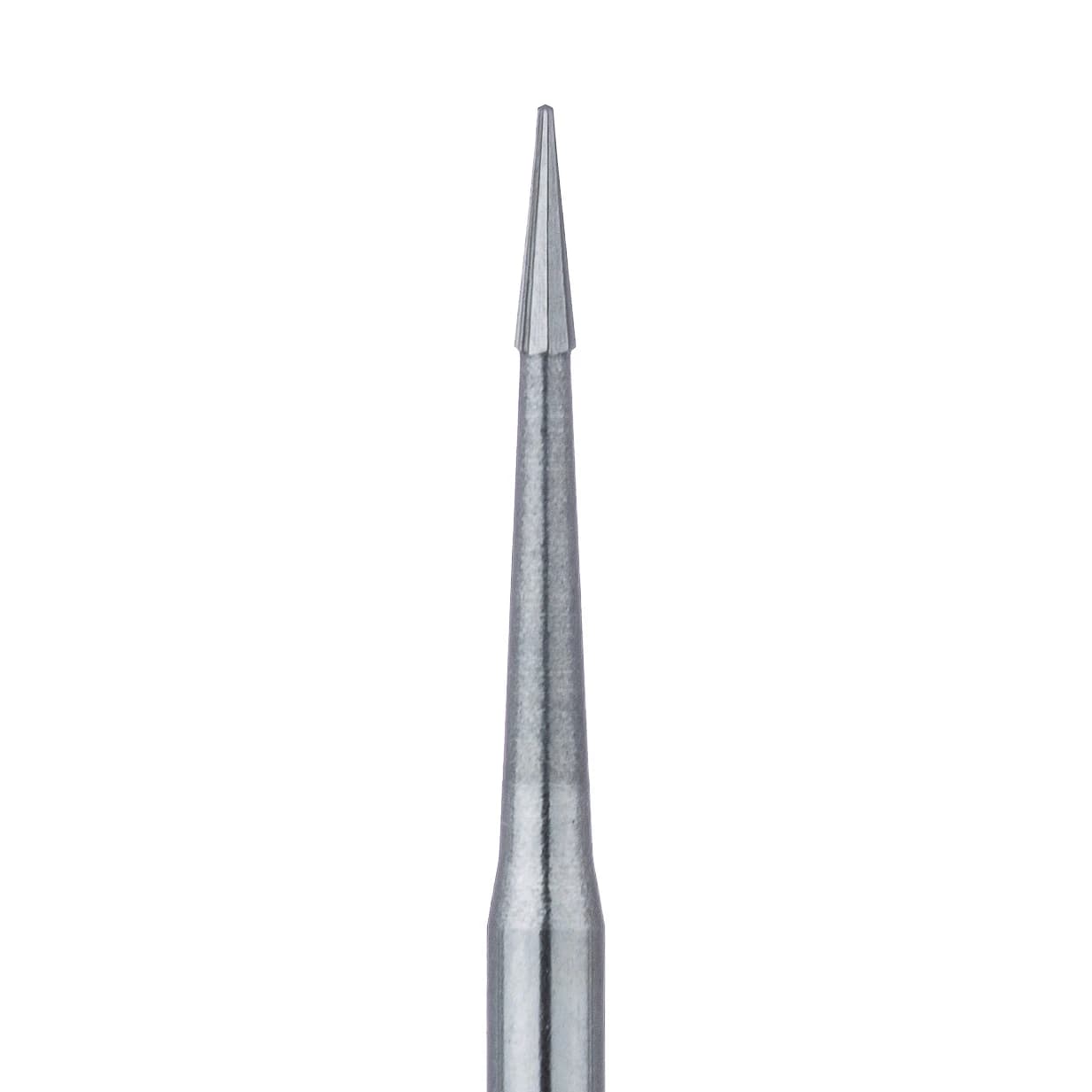 Meisinger Trimming and Finishing Tungsten Carbide Bur, FG, #ET3, 0.8 mm Diameter, Tapered Point, 8-12 Flute, 5/Pkg, HM132-008-FG - Trimming and Finishing Tungsten Carbide Burs – FG, 8-12 Blade, 5/Pkg - US #ET3, 0.8 mm Diameter - Image 1
