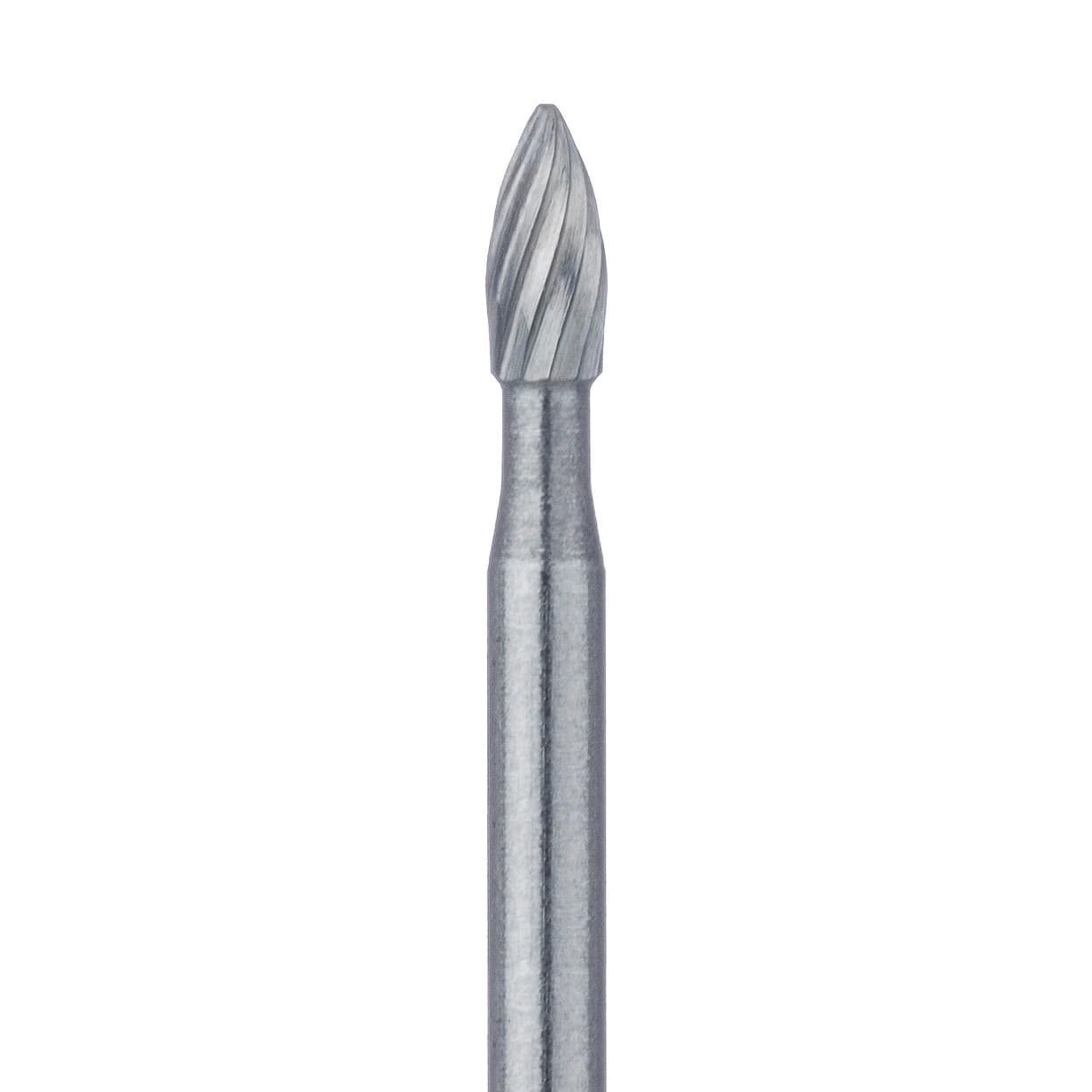 Meisinger HM274-016-FG Trimming and Finishing Tungsten Carbide Bur, Round-End Flame, 1.6 mm, 8-12 Flutes, Friction Grip, 5/Pkg - Trimming and Finishing Tungsten Carbide Burs – FG, 8-12 Blade, 5/Pkg - Figure #HM274, 1.6 mm Diameter - Image 1