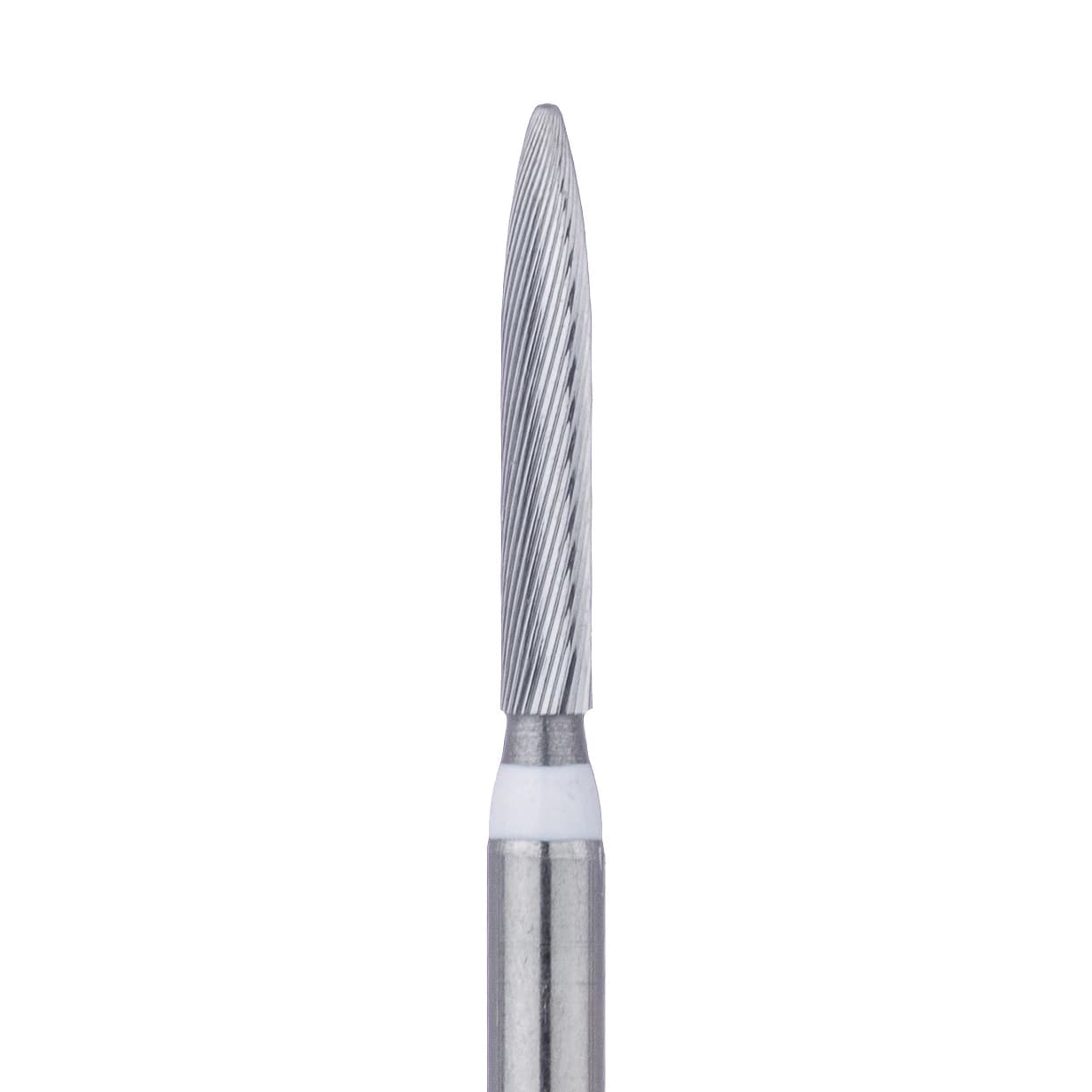 Meisinger HM48LU-012-FG Trimming & Finishing Tungsten Carbide Bur, Flame, Ultra-Fine 30 Flute, 1.2 mm, Friction Grip, 5/Pkg - Trimming and Finishing Tungsten Carbide Burs – FG, 30 Blade, 5/Pkg - Figure #HM48LU, 1.2 mm Diameter - Image 1