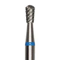 Meisinger Tungsten Carbide Lab Bur, Small Regular Pear, X-Cut Medium, Blue Ring, HP (Handpiece), 2.3 mm Diameter, 5.5 mm Head Length, HM 77MG-023 - Tungsten Carbide Cutters – MG – Mini, X-Cut Medium, Blue Ring - Pear – HM 77MG-023, HP, 2.3 mm Diameter, 5.5 mm Head Length - Image 1