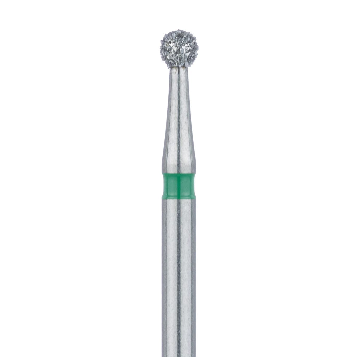 Meisinger FG #801G-018 Coarse Round Diamond Bur, 1.8 mm, Friction Grip, Multi-Use, Green Band, 5/Pk - Meisinger FG #801.018 Coarse Round, Diamond Burs, 5/Pk - Image 1