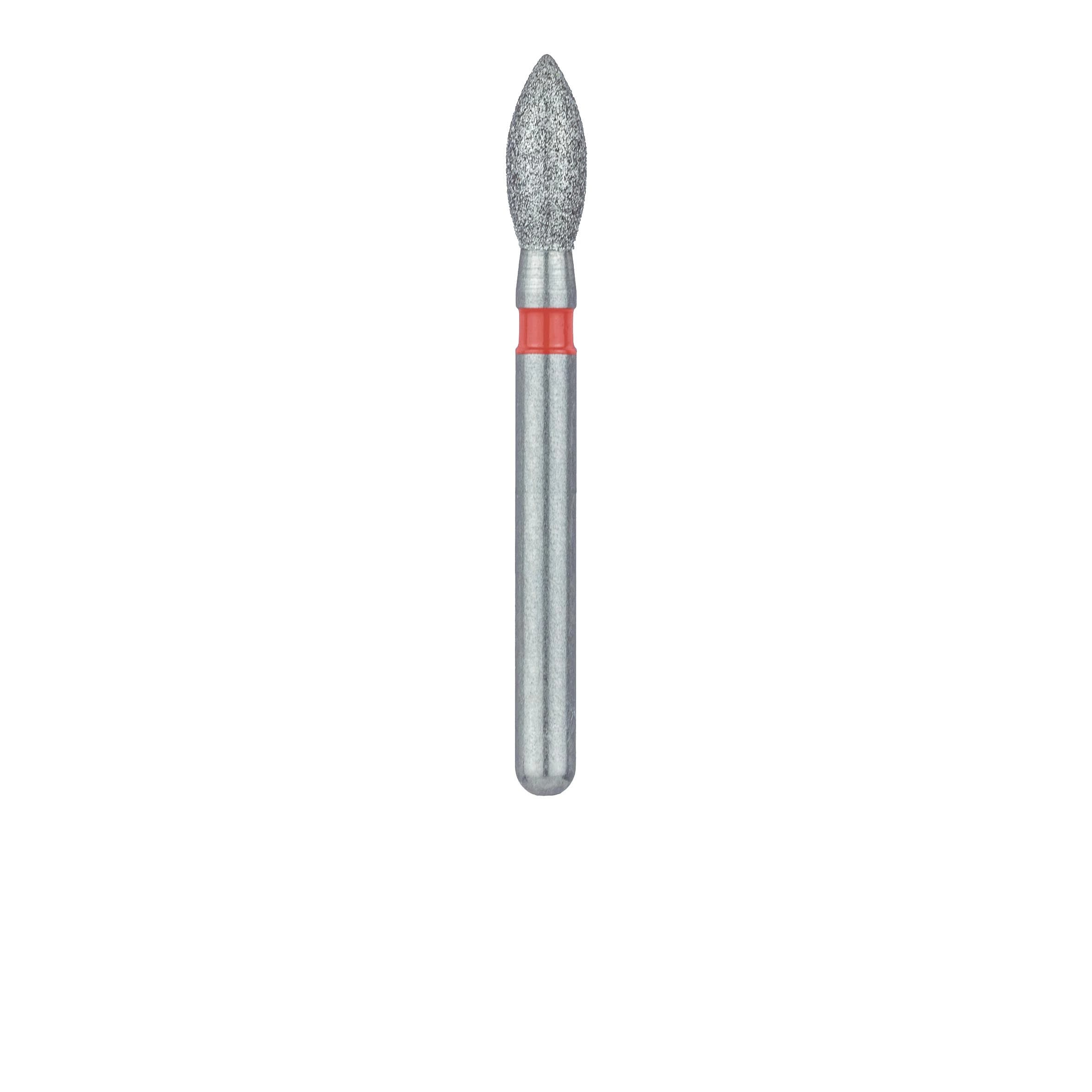 Meisinger 830F-021-FG Fine Diamond Bur, Pointed Football, Friction Grip, 2.1 mm Head Diameter, 5.0 mm Head Length, Red Ring, 5/Pkg thumbnail 2