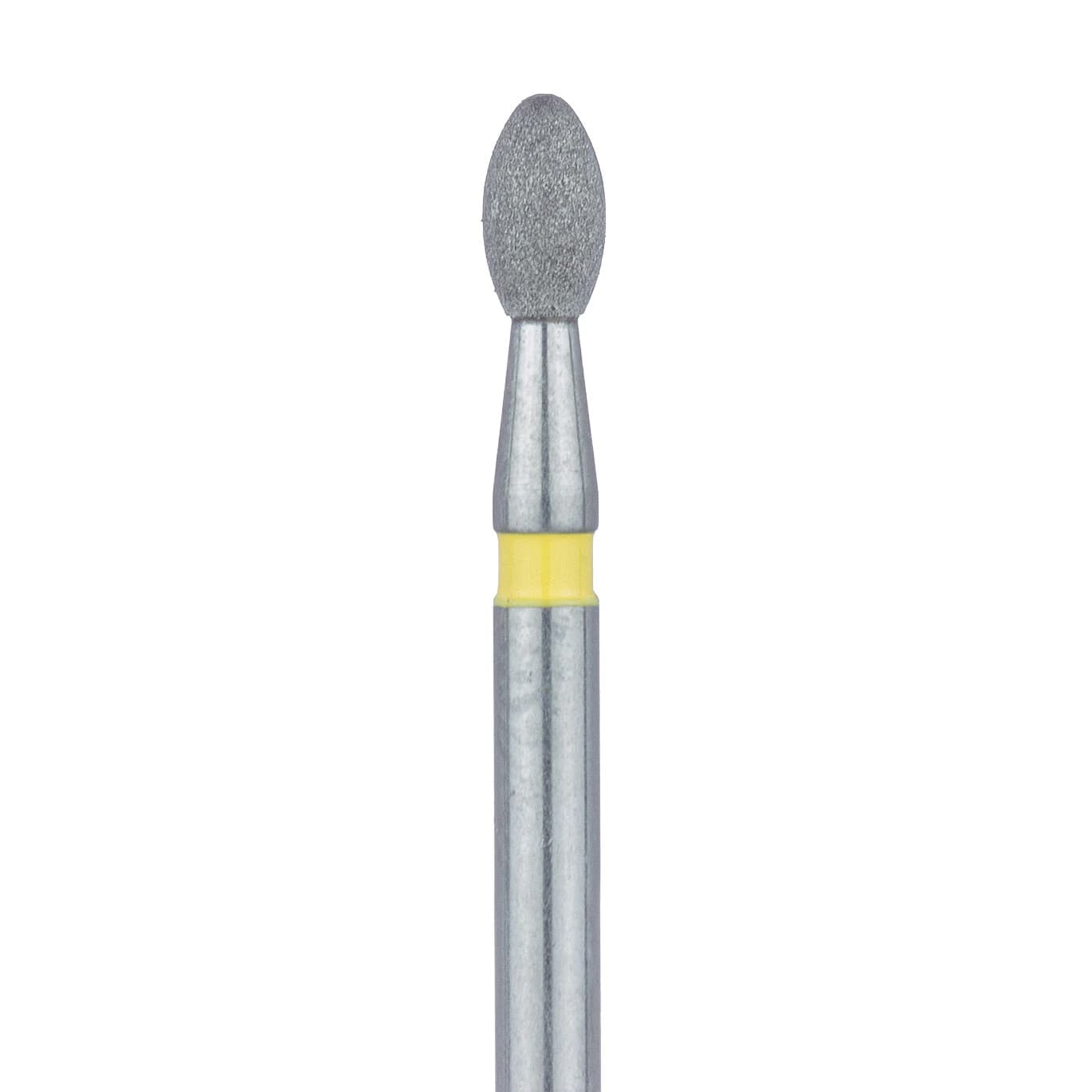 Meisinger 833C-018-FG Extra Fine Diamond Bur, Football/Egg Shape, Friction Grip, 1.8 mm Head Diameter, 3.4 mm Working Length, Yellow Ring, 5/Pkg - Diamond Instruments – FG, Extra Fine, Football, Yellow - Round, 833C-018-FG, 1.8 mm Head Diameter, 3.4 mm Head Length, 5/Pkg - Image 1