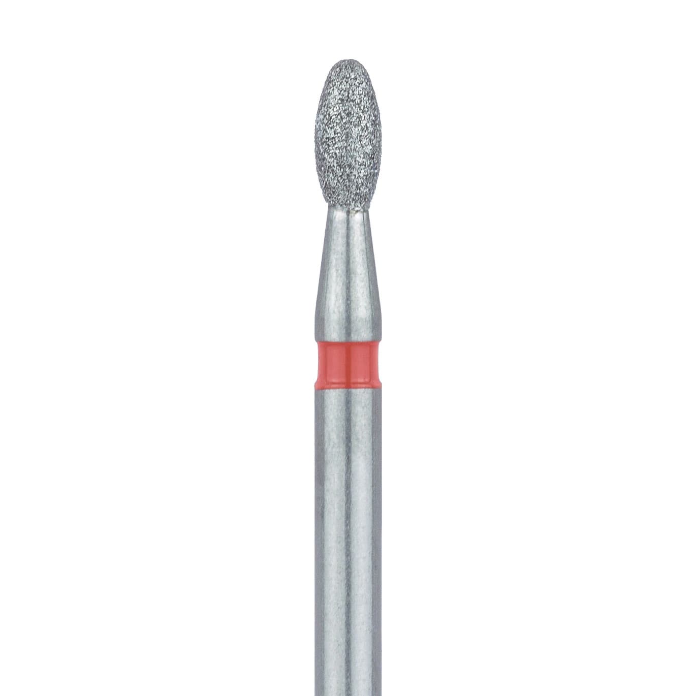 Meisinger Diamond Bur, Friction Grip, 833F-016-FG, Egg/Football Shape, Fine Grit, Red Ring, 1.6 mm Head Diameter, 3.4 mm Working Length, 5/Pk - Diamond Bur, Friction Grip, 833F, 1.6 mm, Fine, 5/Pk, 833F-016-FG - Image 1