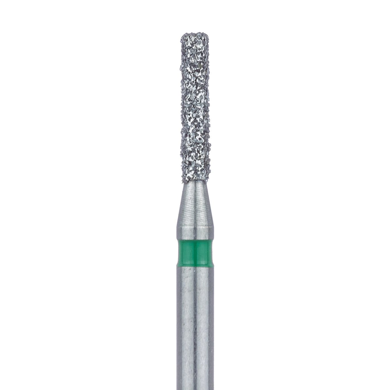 Meisinger FG #837G-012 Coarse Flat End Cylinder Diamond Bur, 1.2mm Head, 6mm Working Length, Green Band, Multi-Use, 5/Pk - Meisinger FG #837.012 Coarse Flat End Cylinder, Diamond Burs, 5/Pk - Image 1