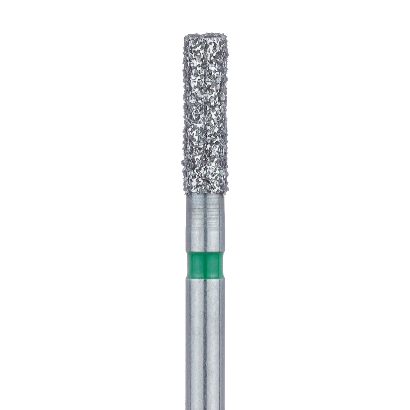 Meisinger 837G-018-FG Coarse Diamond Bur, Long Cylinder, Flat End, Friction Grip, 1.8 mm Diameter, 6.0 mm Head Length, Green Ring, 5/Pack - Meisinger Diamonds 837G-018-FG Coarse 5/Pk - Image 1