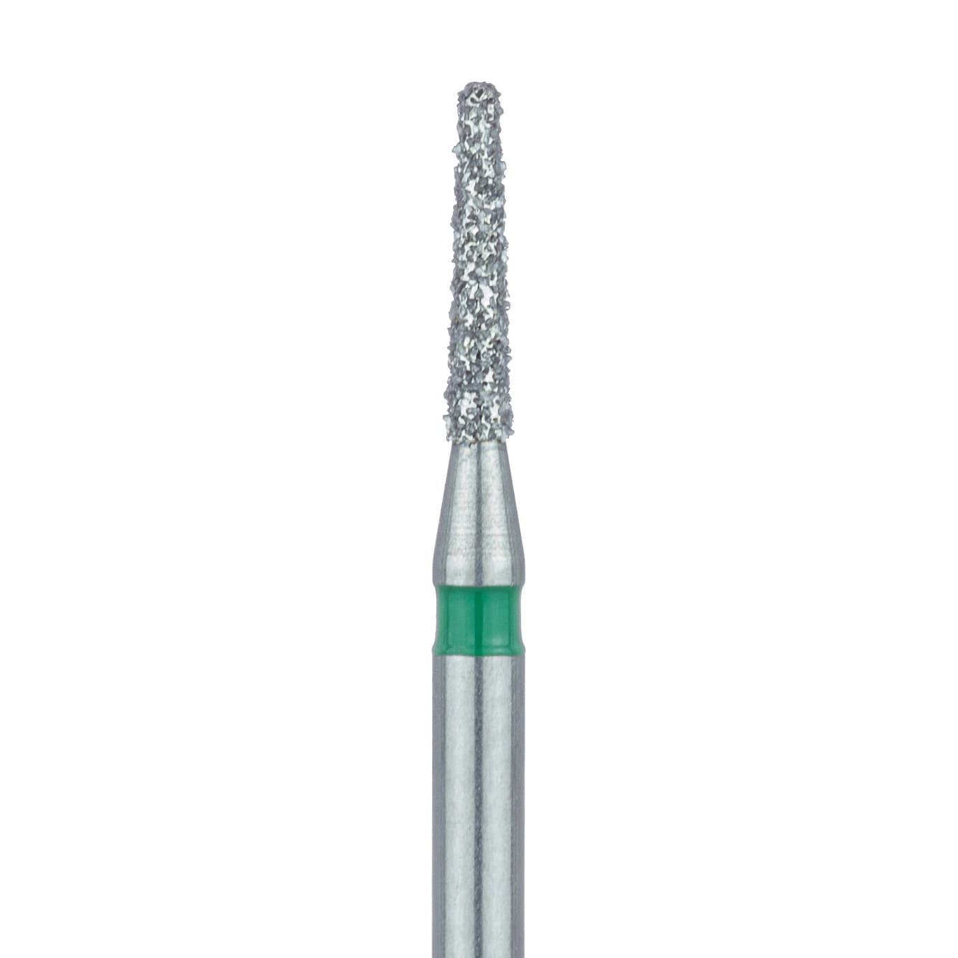 Meisinger 849G-012-FG Coarse Round End Taper Diamond Bur, Friction Grip, 1.2mm Head, 6mm Working Length, Green Band, 5/Pk - Meisinger FG #849.012 Coarse Round End Taper, Diamond Burs, 5/Pk - Image 1