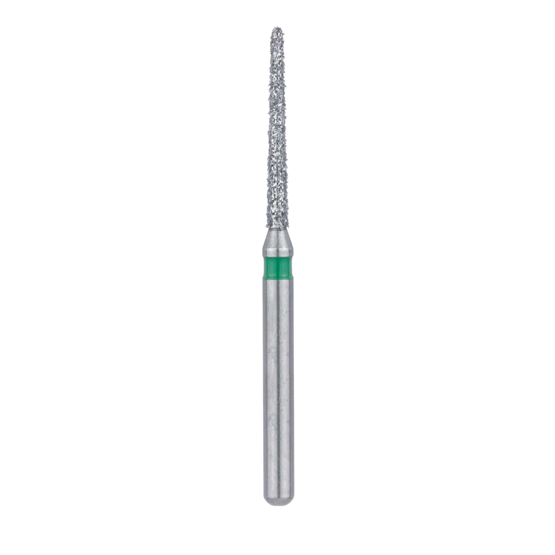 Meisinger 852G-012 FG Coarse Diamond Bur, Round End Taper, 1.2 mm Head, 10 mm Working Length, Green Ring, Multi-Use, 5/Pack thumbnail 2