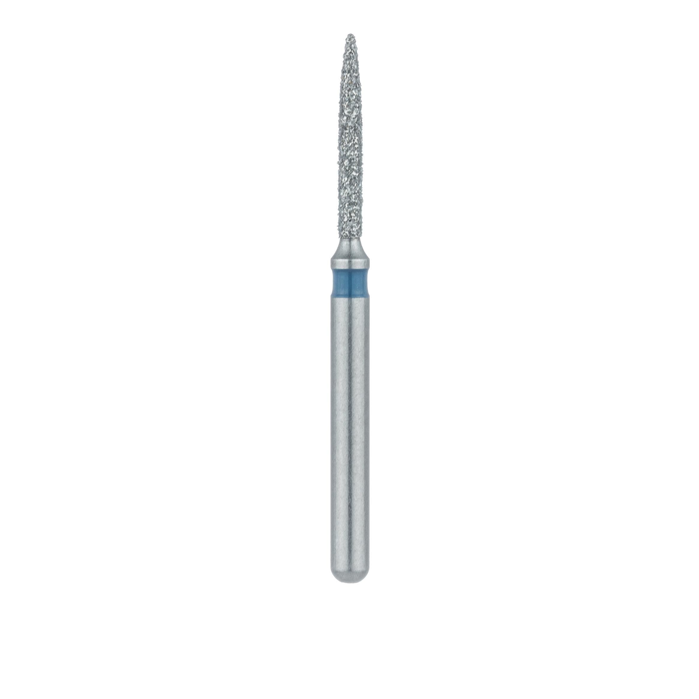 Meisinger 862-010-FG Diamond Bur, FG, Medium Grit, Blue Ring, Flame Shape, Point End, 1.0 mm Head Diameter, 8.0 mm Head Length, 5/Pkg thumbnail 2