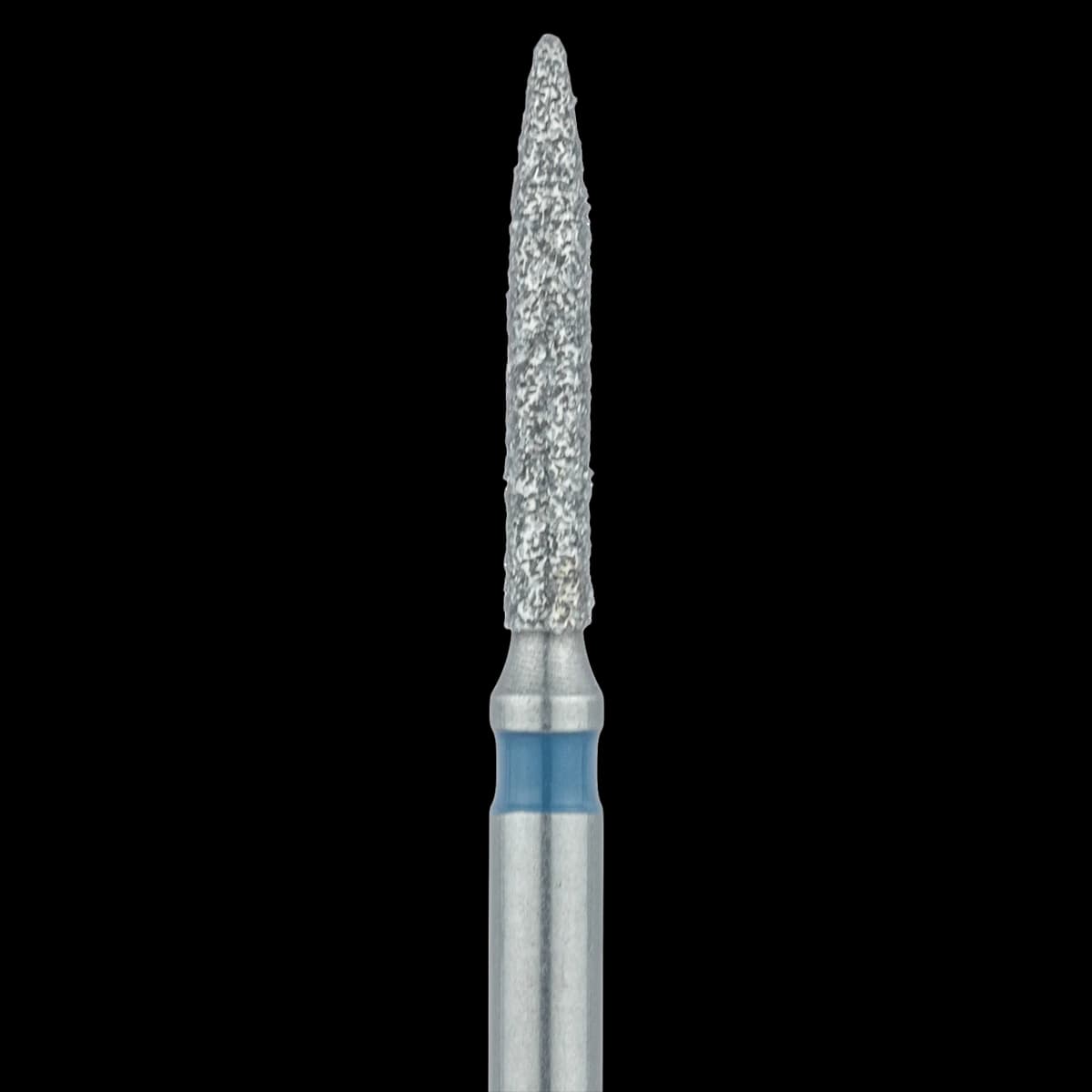 Meisinger Multi-Use Diamond Bur, FG, Flame, #862, 1.2 mm Head, Medium Grit, Blue Ring, 5/Pk, 862-012-FG - Meisinger Multi-Use Diamond Burs, FG, Flame, # 862, 1.2 mm, Medium, Blue, 5/Pk, 862-012-FG - Image 1